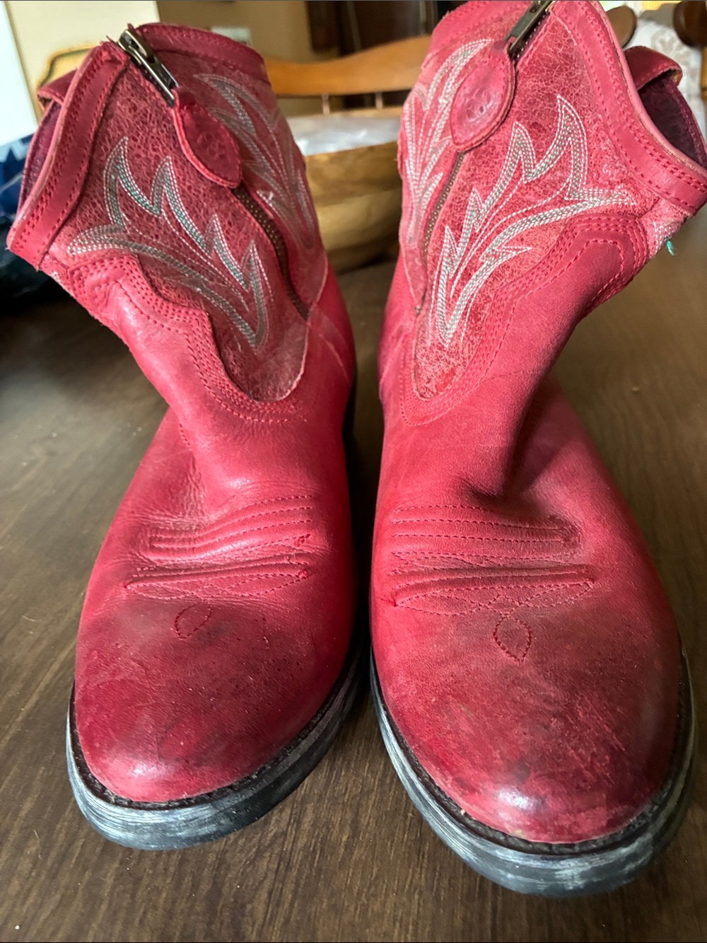 Ariat Red Western Cowboy Boots -  Leather Ankle Boot